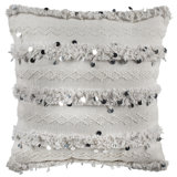 Sequined Cotton Throw Pillow