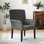 Fauteuil de direction en tissu avec pieds en bois d'hévéa