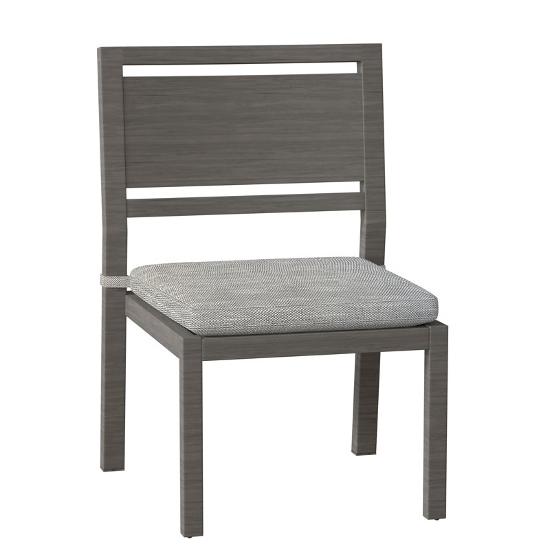 Avondale Patio Dining Side Chair with Cushions, Slate Grey, Dove Sunbrella® Linen, No Welt