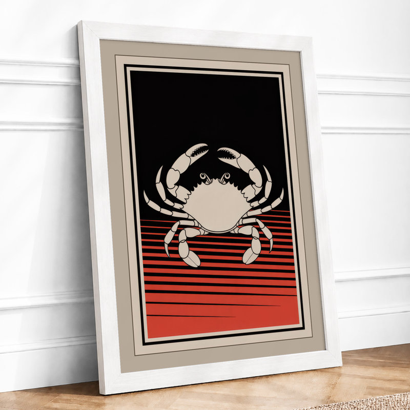 Crab Geometric - Framed Print, A1 - 84.1 x 59.4 cm, White