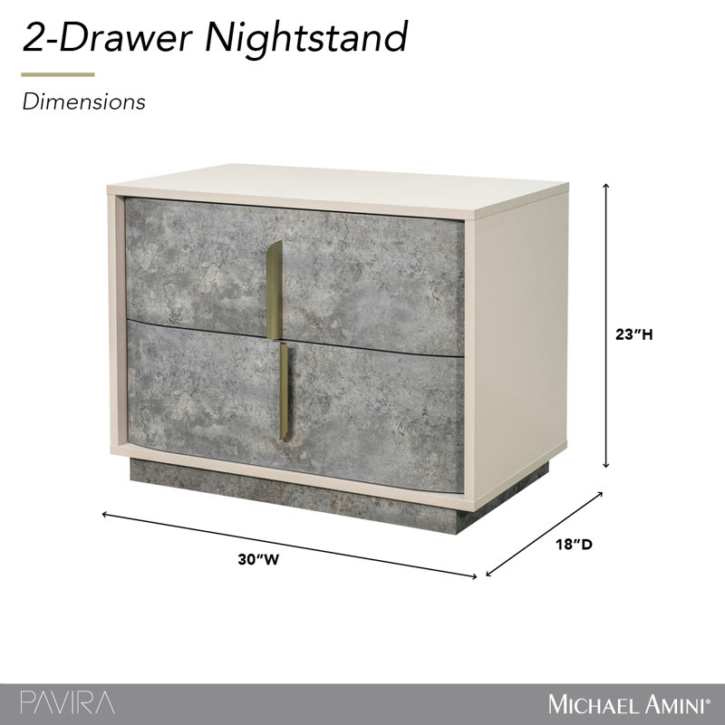Pavira 2-Drawer Nightstand - Stone