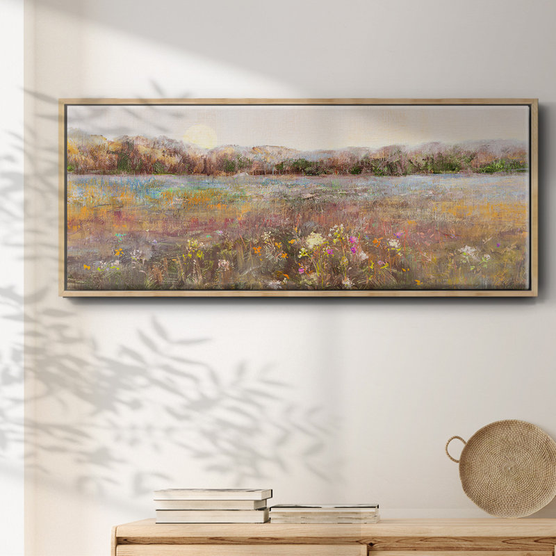 Meadow Moonrise- Framed Canvas, 24" H x 60" W