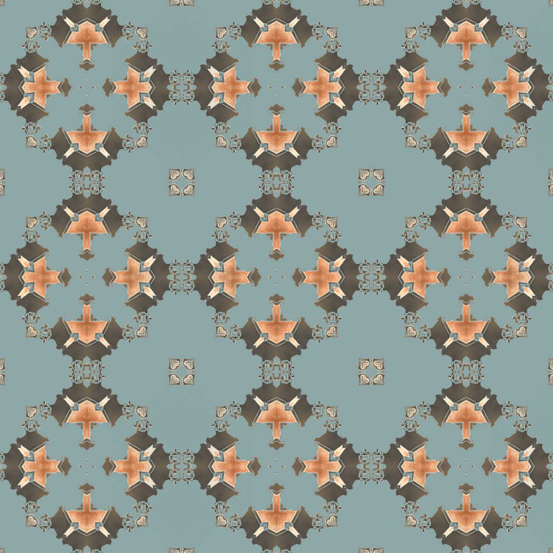 Eva | Diamond Pattern Wallpaper , Blue/Gray/Beige/Yellow/Tan