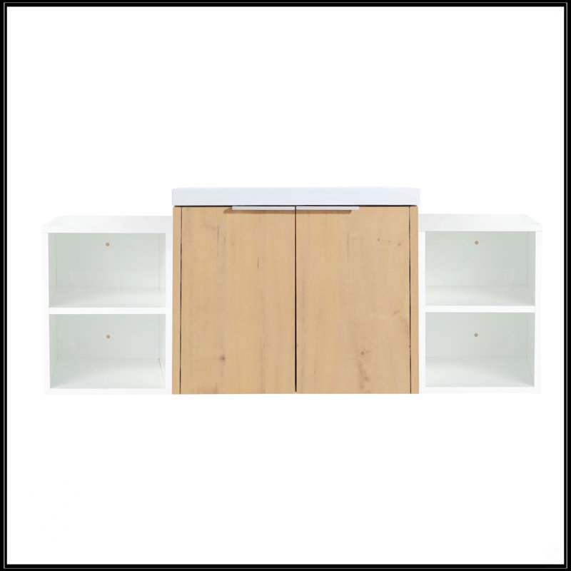 Meuble-lavabo à fermeture en douceur 48 po avec lavabo, Imitation chêne