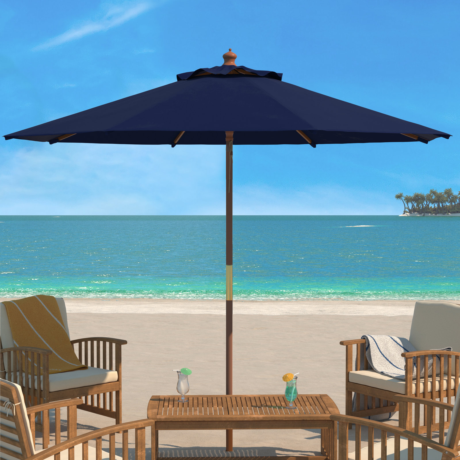Ellarose 130'' Outdoor Umbrella, Navy