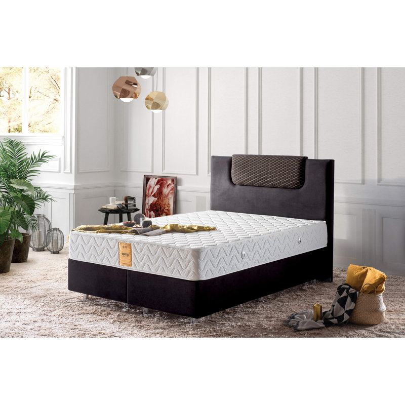 Matelas double face de qualité supérieure, 79 x 79 x 10,2 pouces | Housse en tricot de coton doux, mousse à mémoire de forme et système à ressorts multiples | Couleur unie blanche, motif géométrique | Parfait pour le confort et le soutien dans n'importe quelle chambre à coucher