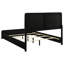 Lit très grand tapissier noir de style Mid-Century moderne, housse, tête de lit gris anthracite et pieds de support stables, style moderne, tissu anti-rayures, base