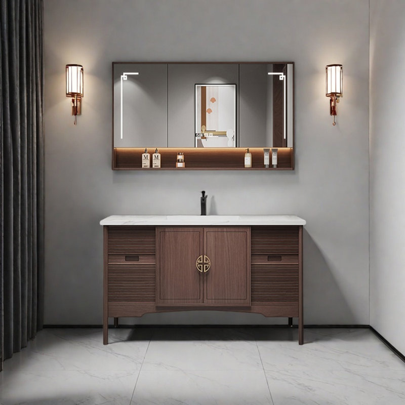 Retro simple and light luxury bathroom cabinet, 31.5" H x 47.2" W x 21.6" D