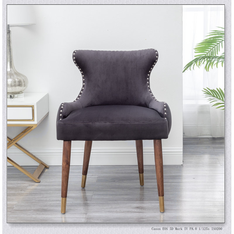 Fauteuil d'appoint Lindale, Velours gris velours