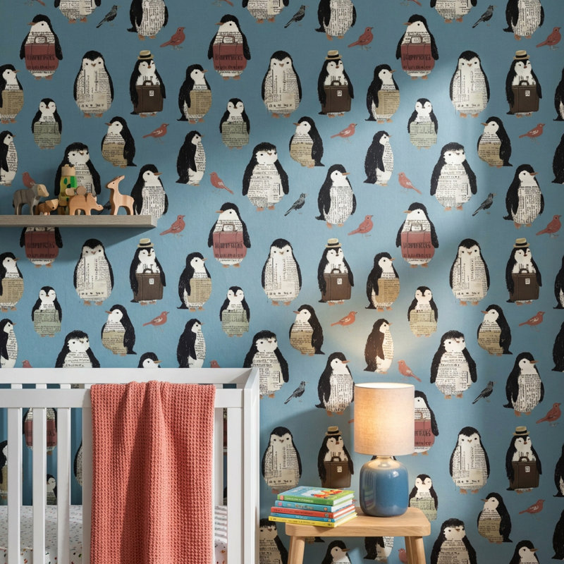 Pingouins, papier peint, impression de journal, murale décorative, Non tissé, non collé