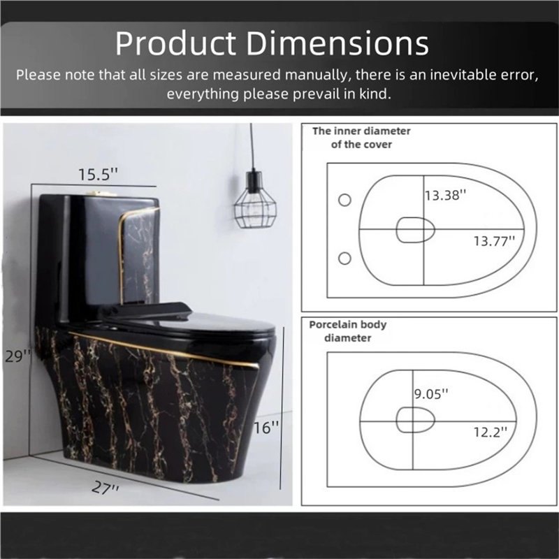 1.85 Gallons Per Minute Gpf Elongated Black Silent And Anti-Odor One-Piece Toilet (Seat Included)