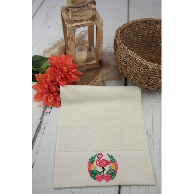 Serviette 100% coton Benvenuta, Crème / rose / jaune