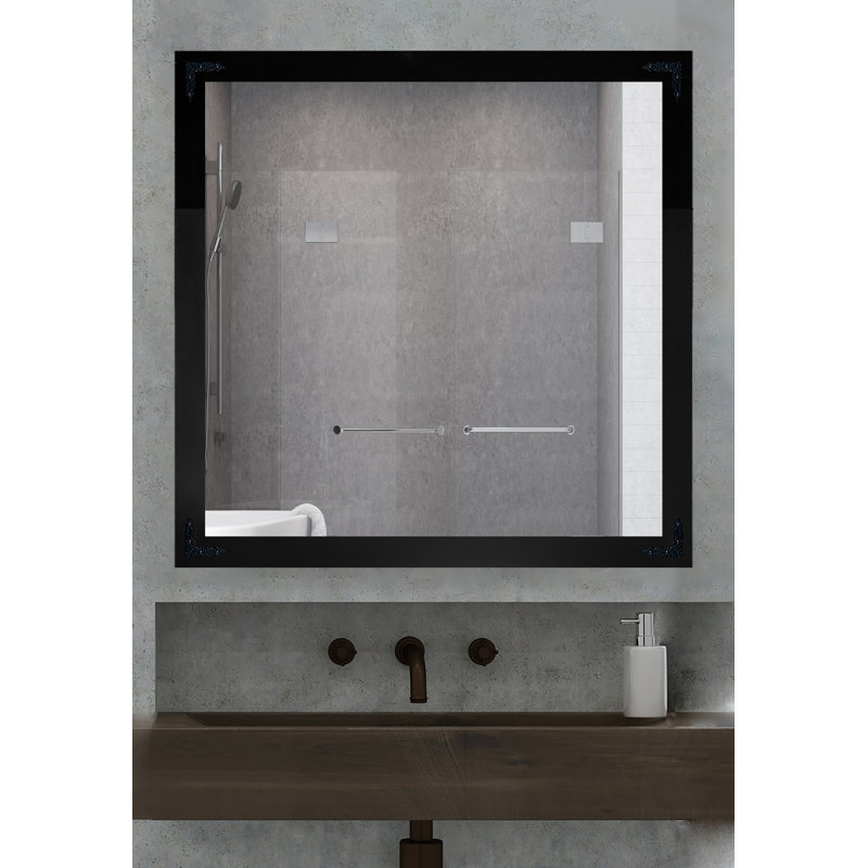 Heavner Flat Wall Mirror, Black, 39" H x 39" W