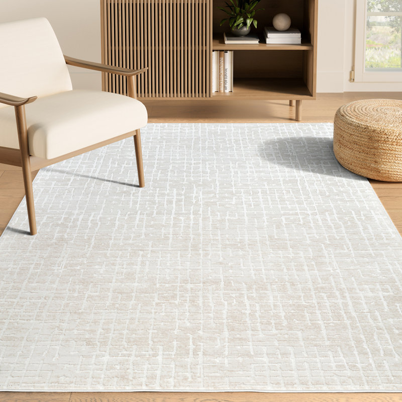 Abani Rugs Verona VER120A Modern Ivory Beige Geometric Textured Grid Pattern Area Rug, Rectangle 8'11" x 12'