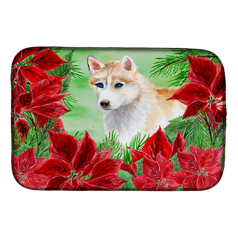 Tapis de séchage poinsettias husky sibérie