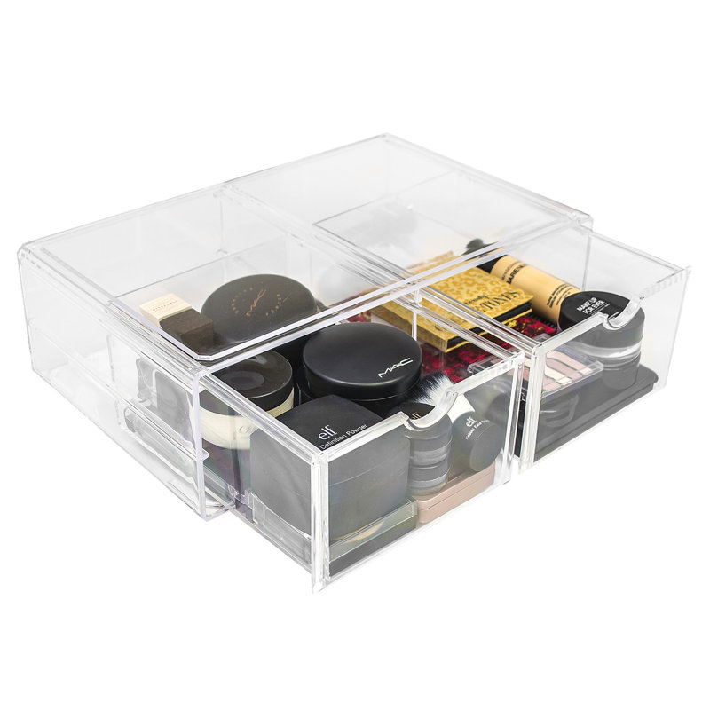 Sorbus 2-Drawer Cosmetic Acrylic Organizer, Stackable, Extra-Large in Clear
