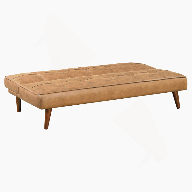 Convertible Sofa Bed With Sinuous Spring Construction, Retro Wood Legs And Biscuit Tufting, Ideal For Contemporary Living Spaces