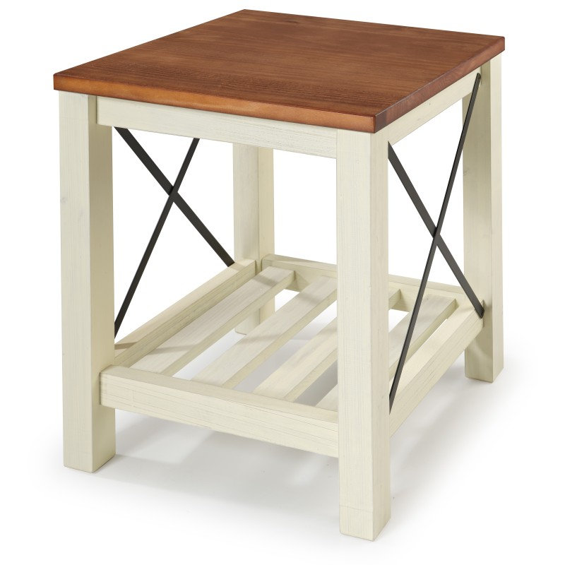Solid Wood End Table, White