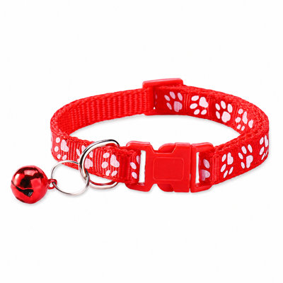 Collier pour chat Breakaway avec support AirTag et cloche - collier pour animal de compagnie réglable en PP de 0,4 po de largeur avec empreinte de patte, boucle de sécurité et anneau en D, pour chats et petits chiens (7,5 à 12,6 po, 10 couleurs)