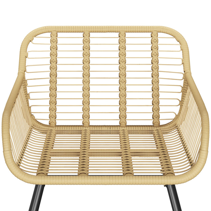 Patio Conversation Set with Cushions and Pillows, Tan/Cream