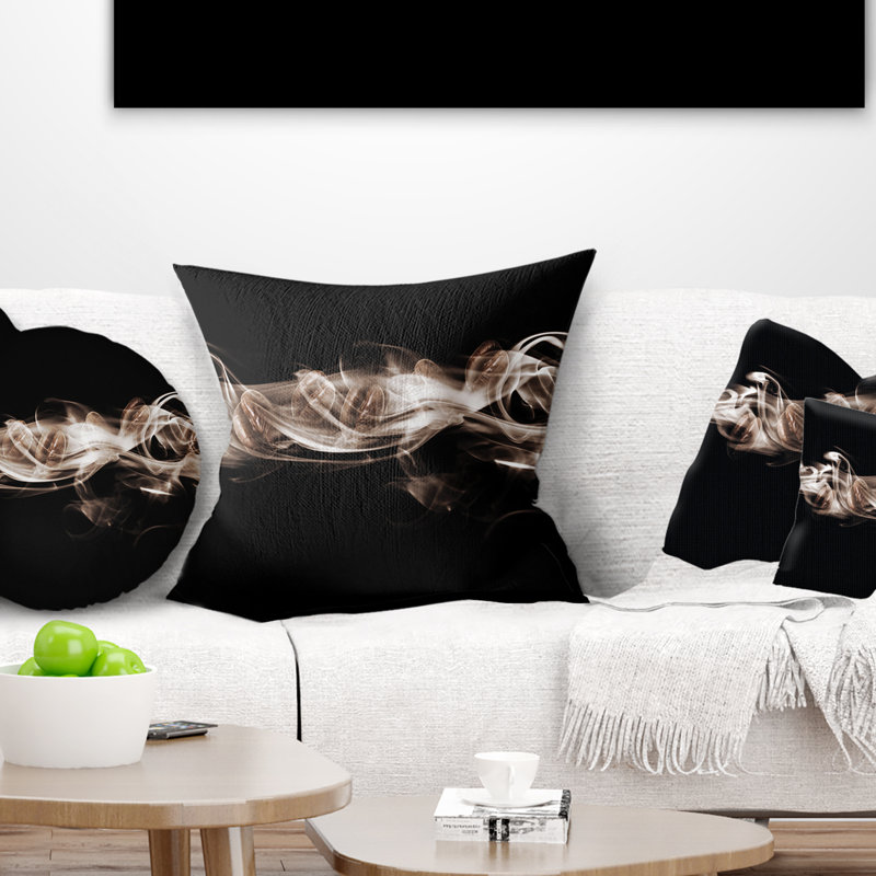 Fumée blanche fractale - coussin imprimé abstrait, 16 po x 1 po, Coussin décoratif