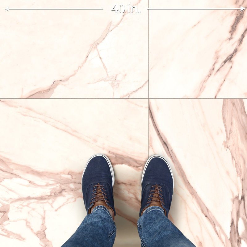 Reve 23-1/2 in. x 23-1/2 in. Porcelain Floor and Wall Tile, White/Red