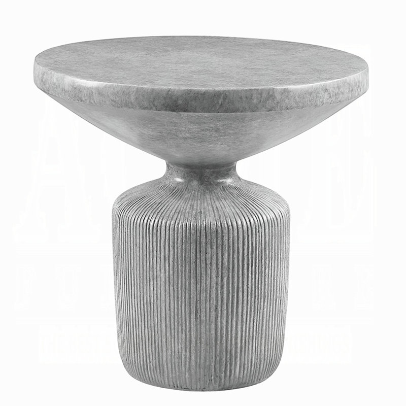 Weathered Grey End Table with Pedestal