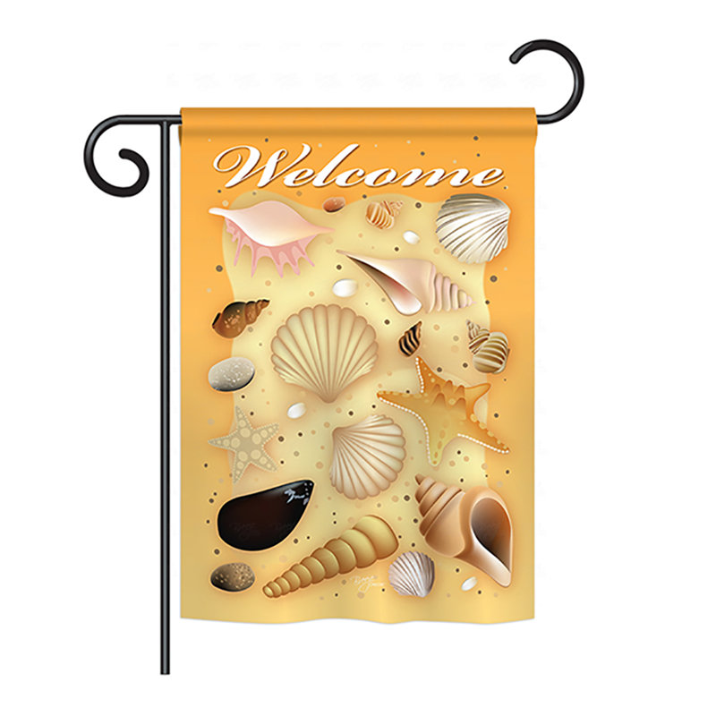 Drapeau de maison / jardin en polyester Welcome Shells, H 18,5 po x l 13 po