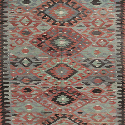 Tapis brun/gris/bleu traditionnel