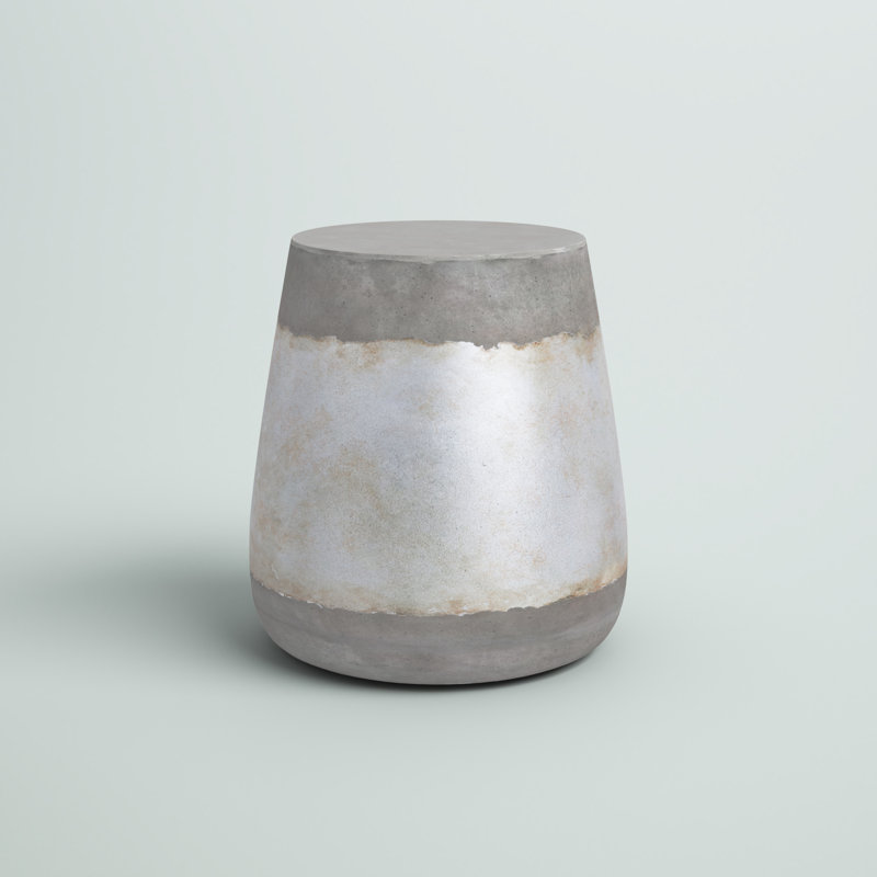 Concrete Top End Table - Silver, Silver