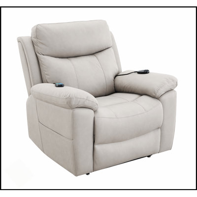 Domana Dark Blue Polished Microfiber Power Recliner With Lift, Heating, And Massage For Ultimate Comfort