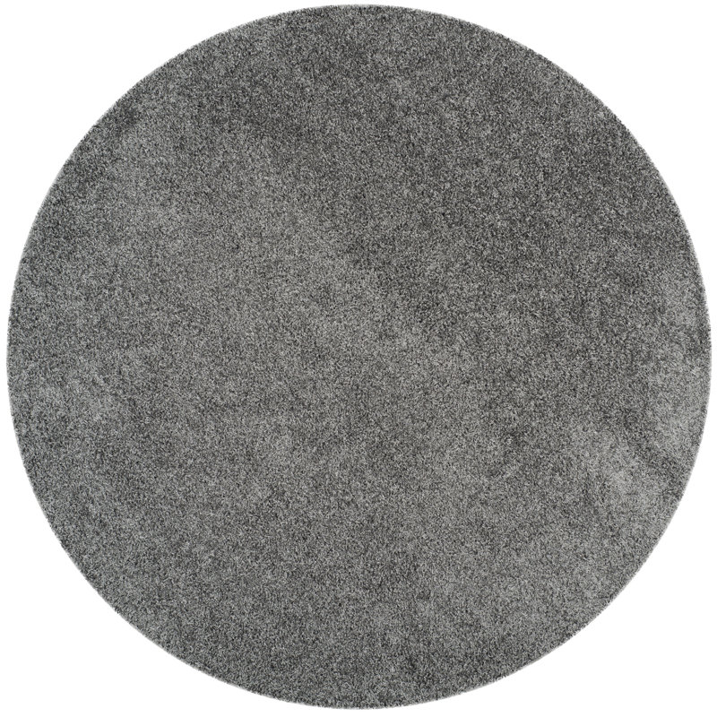Tapis de couleur unie à poils longs Rizco Performance, Rond 6 pi 7 po