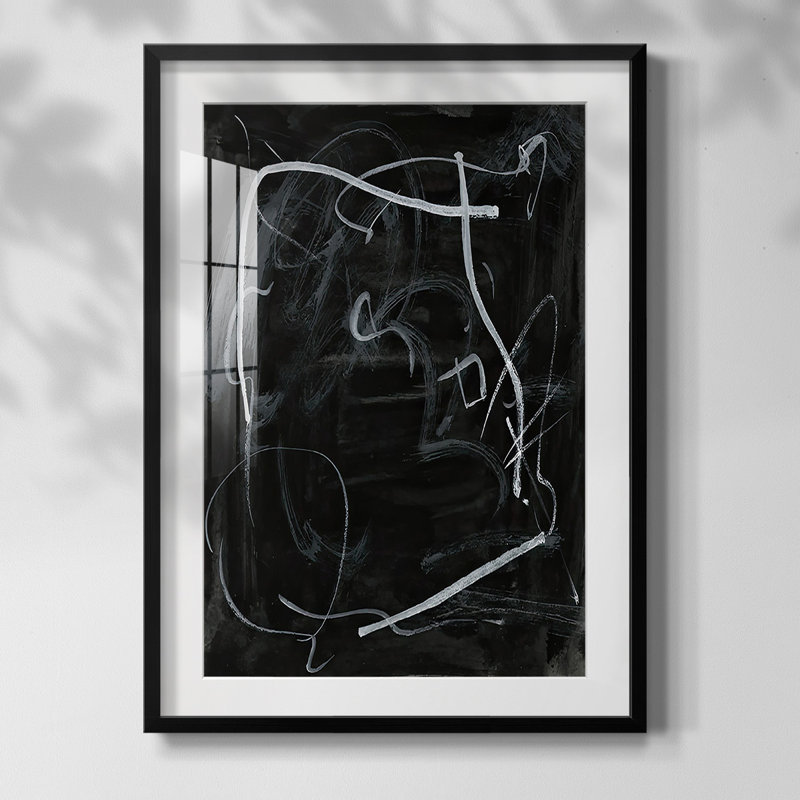 «Erase I», peinture sur papier encadrée, Noir