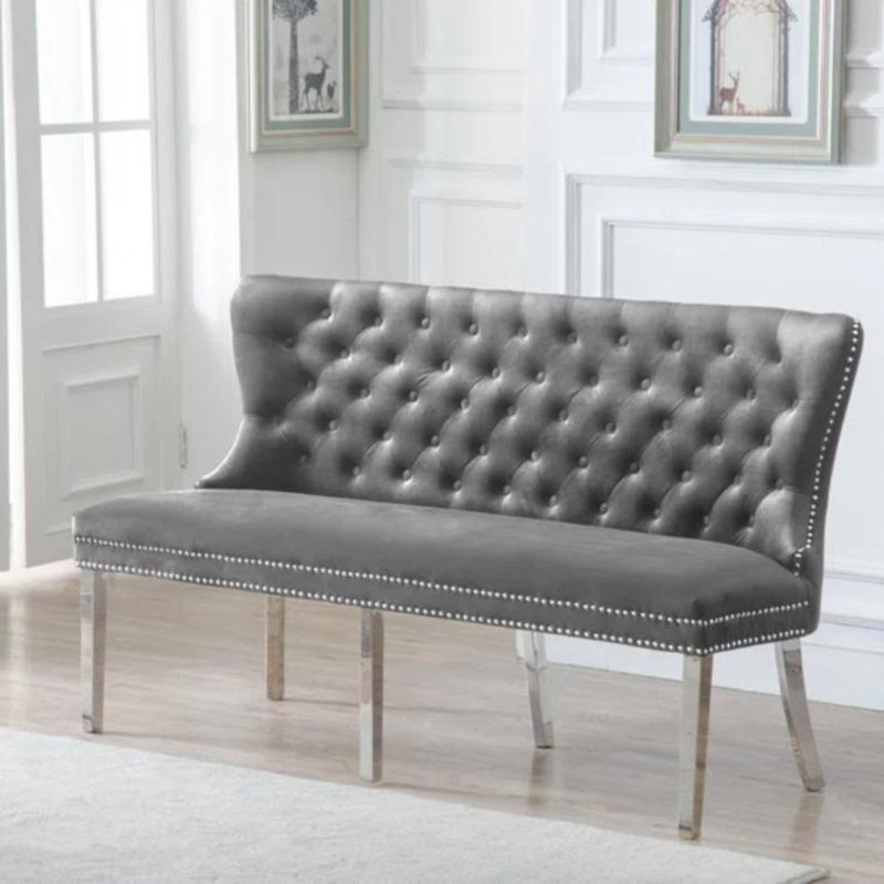 Banc en velours Niagara, Gris