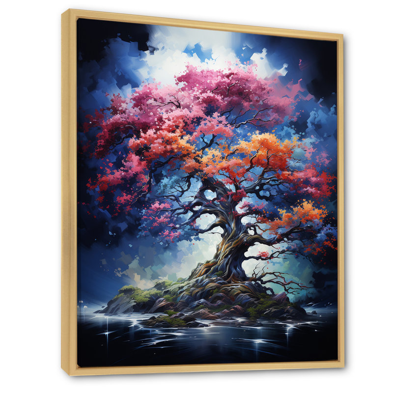 Chêne bleu, rouge, chêne, symphonie de V - impressions murales florales et botaniques, L 34 po x H 44 po
