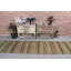 Chemin de table turc Kilim avec rayures rétro et accents verts parfaits pour la cuisine en laine Oushak