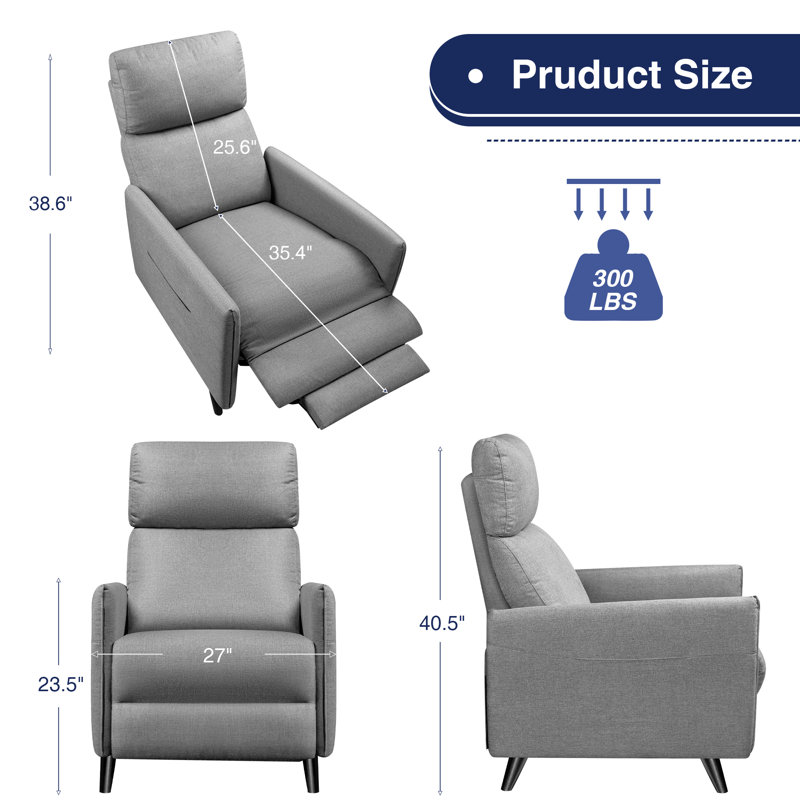 Upholstered Massage Chair, Gray Cotton Blend