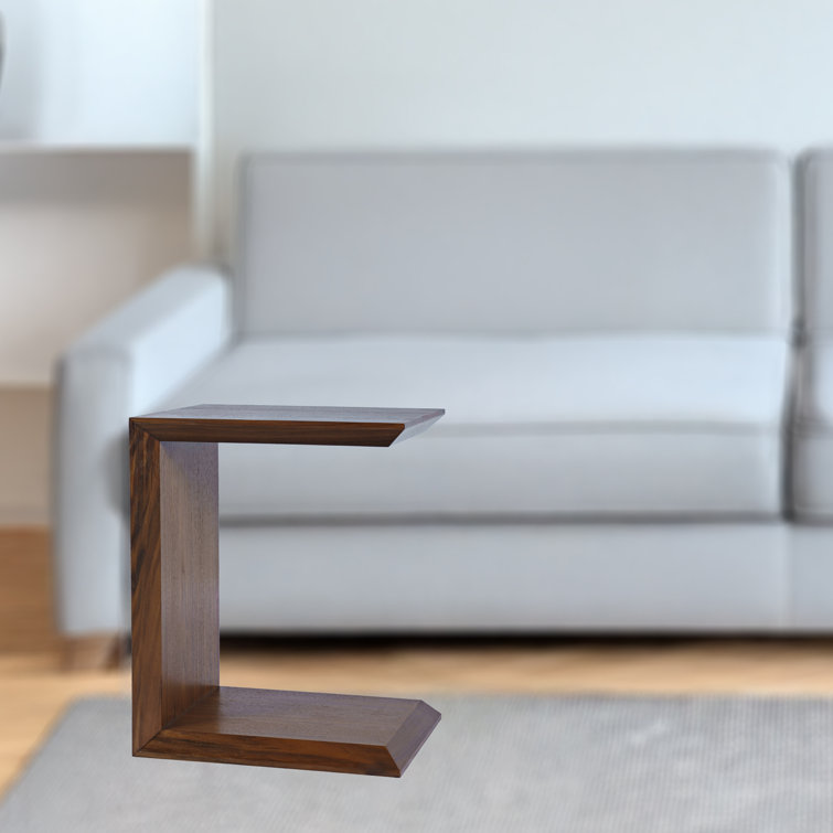 Fabricio Modern Beveled Angle Wood Accent End C-Table - Walnut