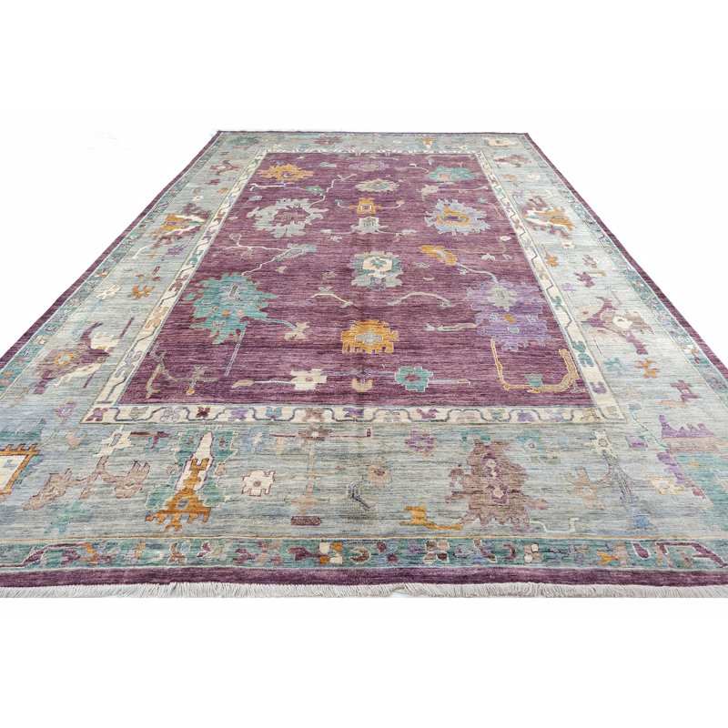 Hand Knotted Wool Area Rug in Blue And Brown