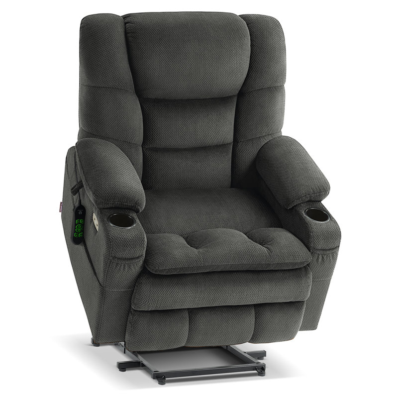 Fauteuil inclinable électrique à deux moteurs avec appui-tête réglable, massage par vibration et chauffage, Gris