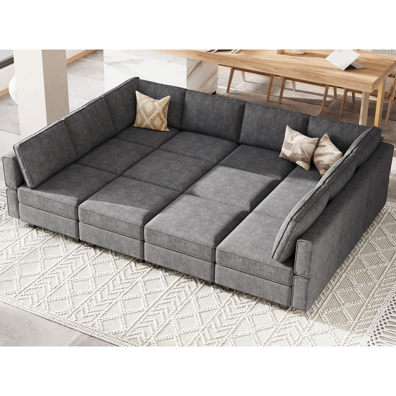 Canapé-lit modulaire Neemi, Mélange de polyester gris foncé