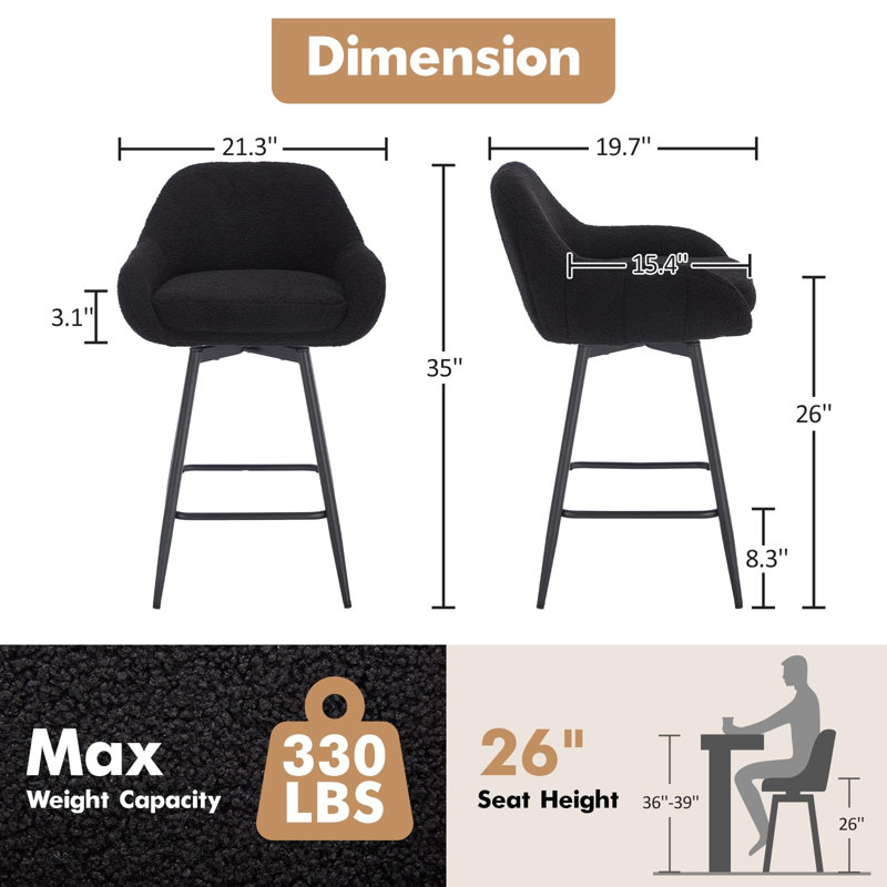 Upholstered Swivel Accent Chair, Black