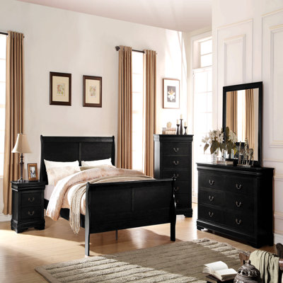 Louis Philippe Black Finish E. King Bed