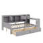 Lit de jour en bois avec armoires de rangement et bureau d'étude, structure de lit de jour en L avec 2 tiroirs de rangement