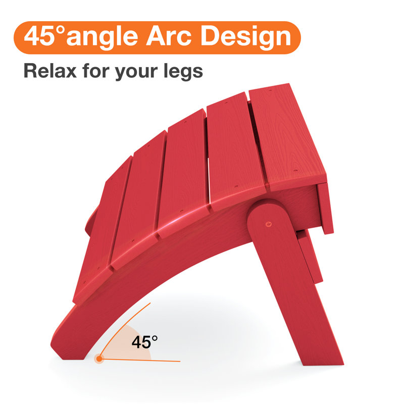 Repose-pieds Hiir Adirondack, repose-pieds pliable extérieur en plastique Adirondack , Rouge