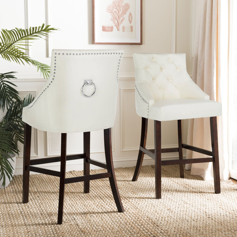 Balyon Upholstered Counter Stool, Bar Stool (30" Seat Height), White