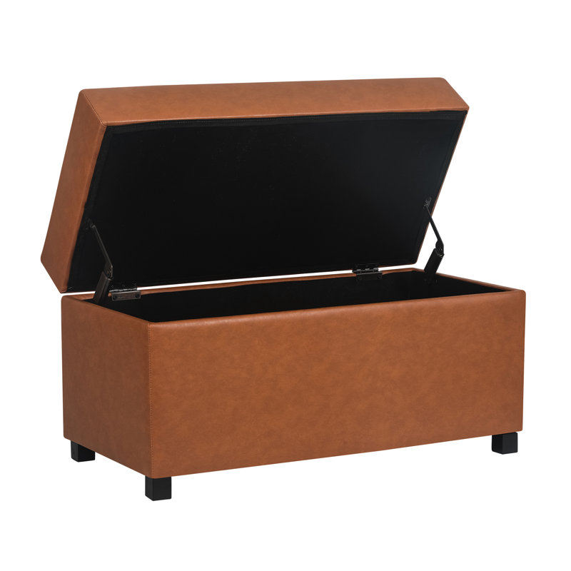 Banc de rangement avec repose-pieds 31 po, Brun clair
