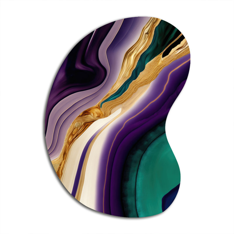 «Mauve», «Green» et «Bold Strokes II» - Art mural asymétrique abstrait en métal, impression d'art en forme de mauve unique