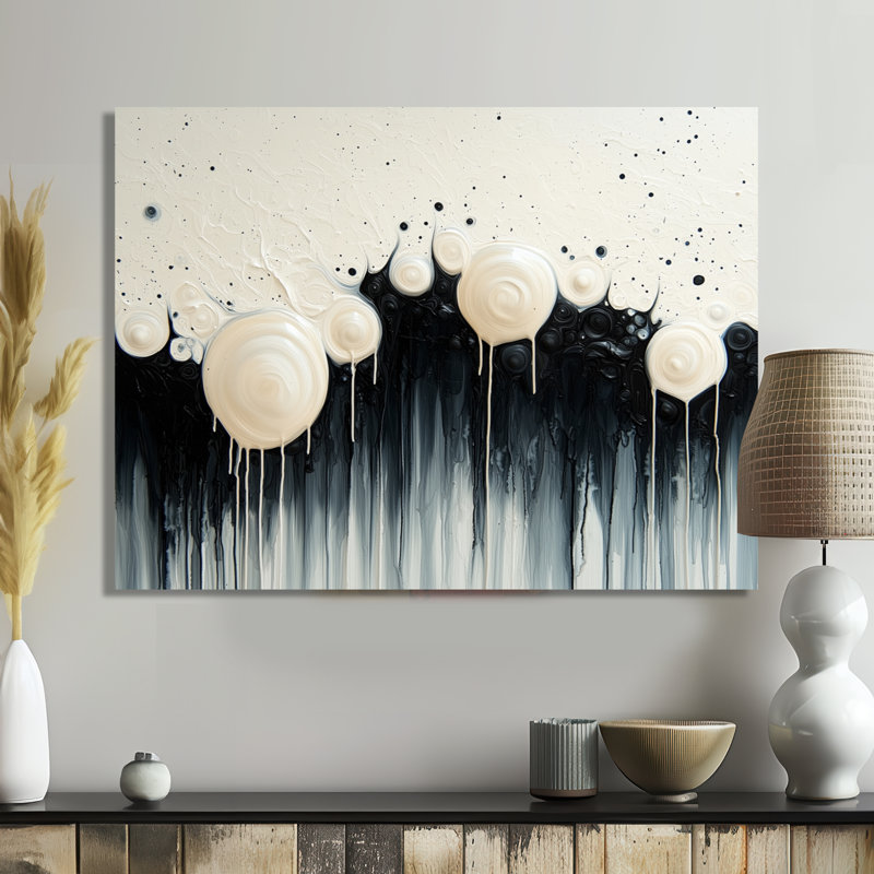 «Black White Wave», volcanique rythmique, art mural, H 34 po x l 44 po, Toile tendue, Ne s’applique pas