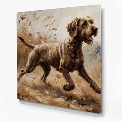 «Dogs Wirehaired Pointing Griffon», art mural en métal brun